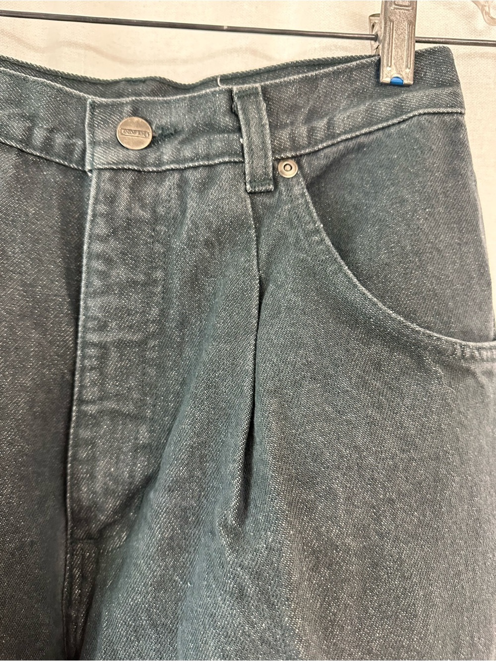Vintage Lands End High-Waist Hunter Green Denim Pleated Tapered Jeans Size 10 - Picture 4 of 12